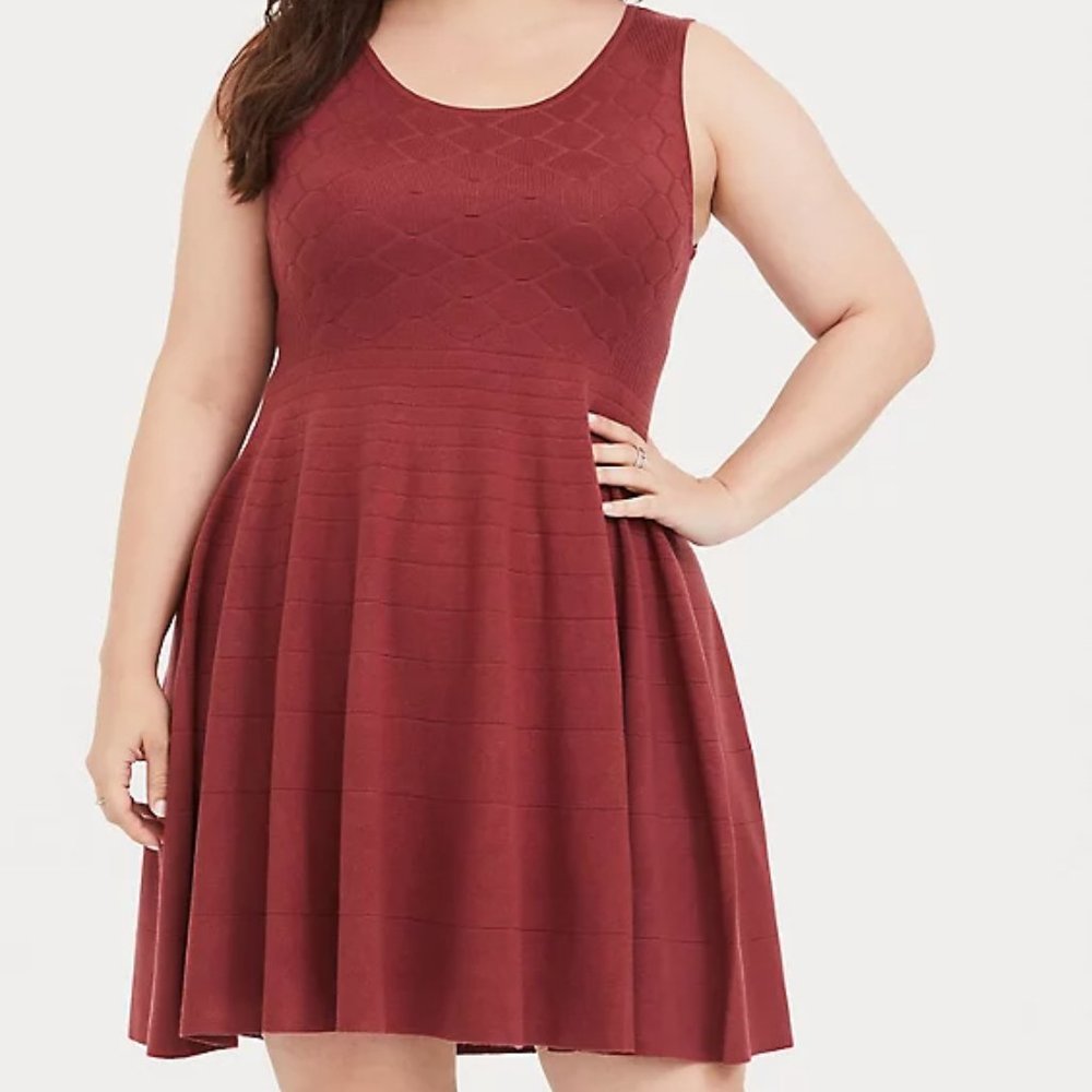 Torrid Rust Sweater Tank Skater Dress